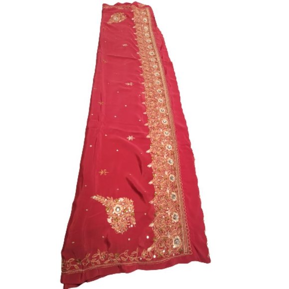Red and Gold Ready To Wear Saree Adjustable Elastic Waist-  NEW! - Picture 2 of 13